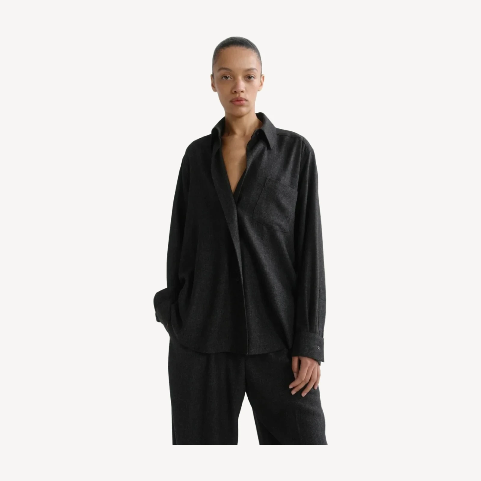 Aris Shirt (Wool) in Charcoal Heather