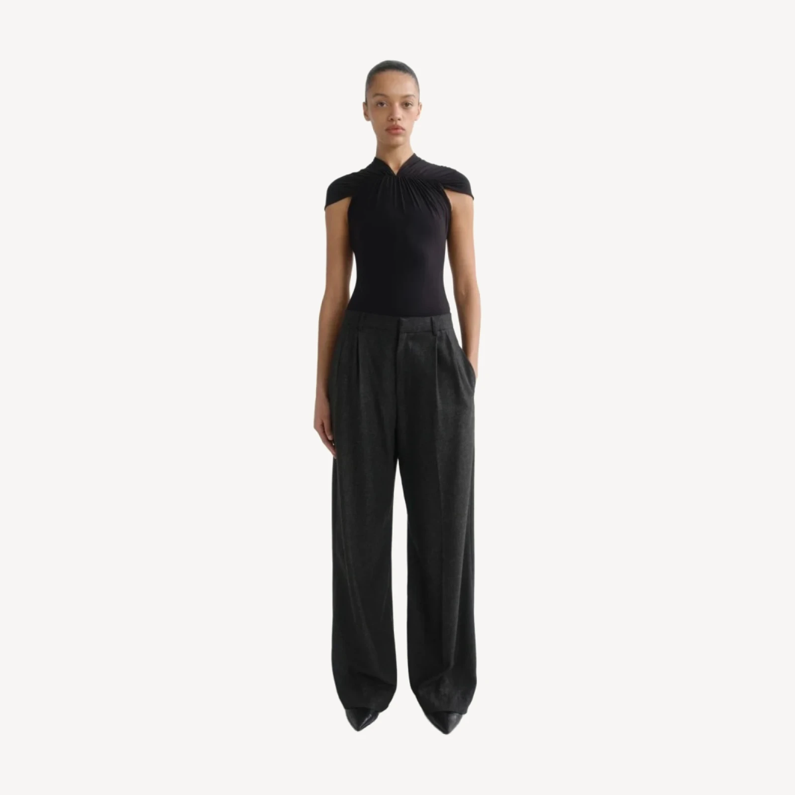 Sathia Trouser (Wool) in Charcoal Heather