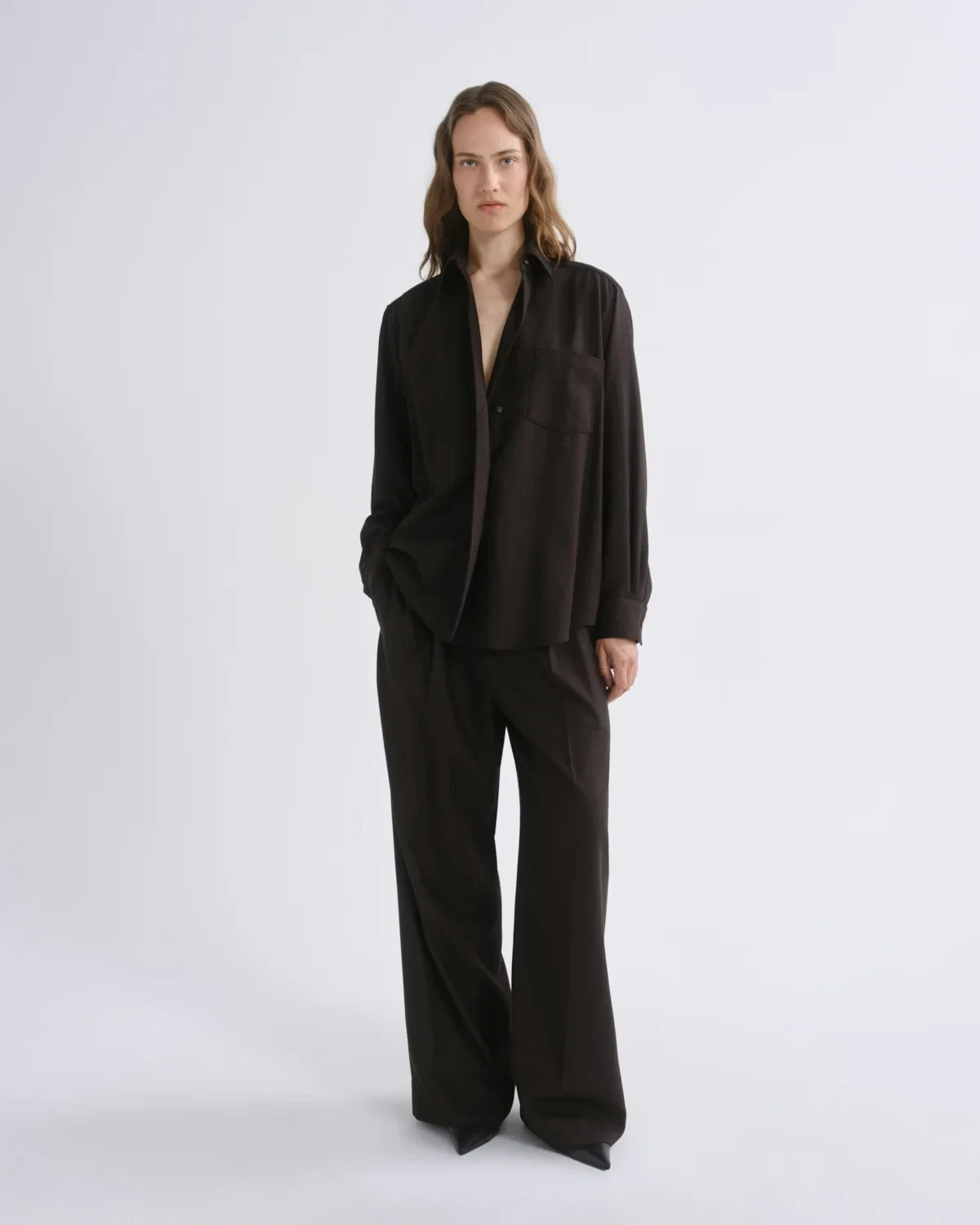 Sathia Trouser (Wool) in Chocolate Heather
