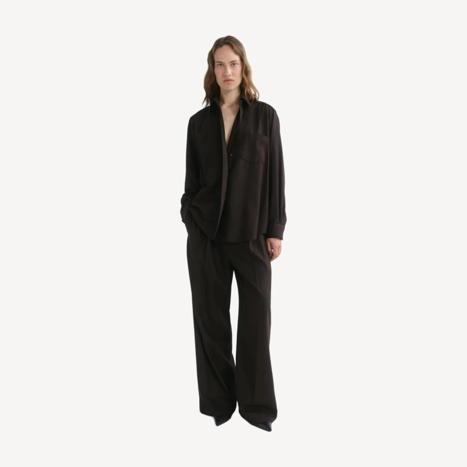 Sathia Trouser (Wool) in Chocolate Heather