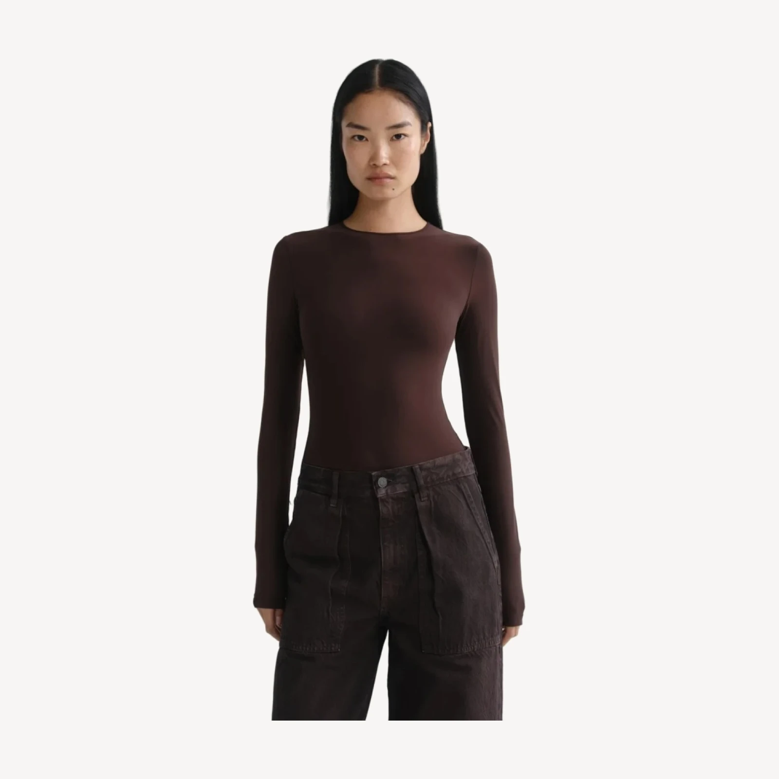 Aura Long Sleeve Bodysuit in Chocolate
