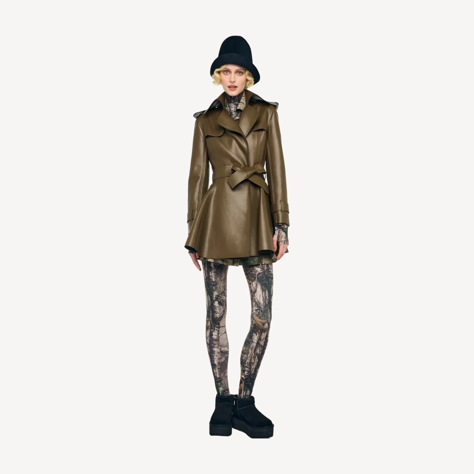 DOUBLE BREASTED TRENCH FLARED MINI DRESS