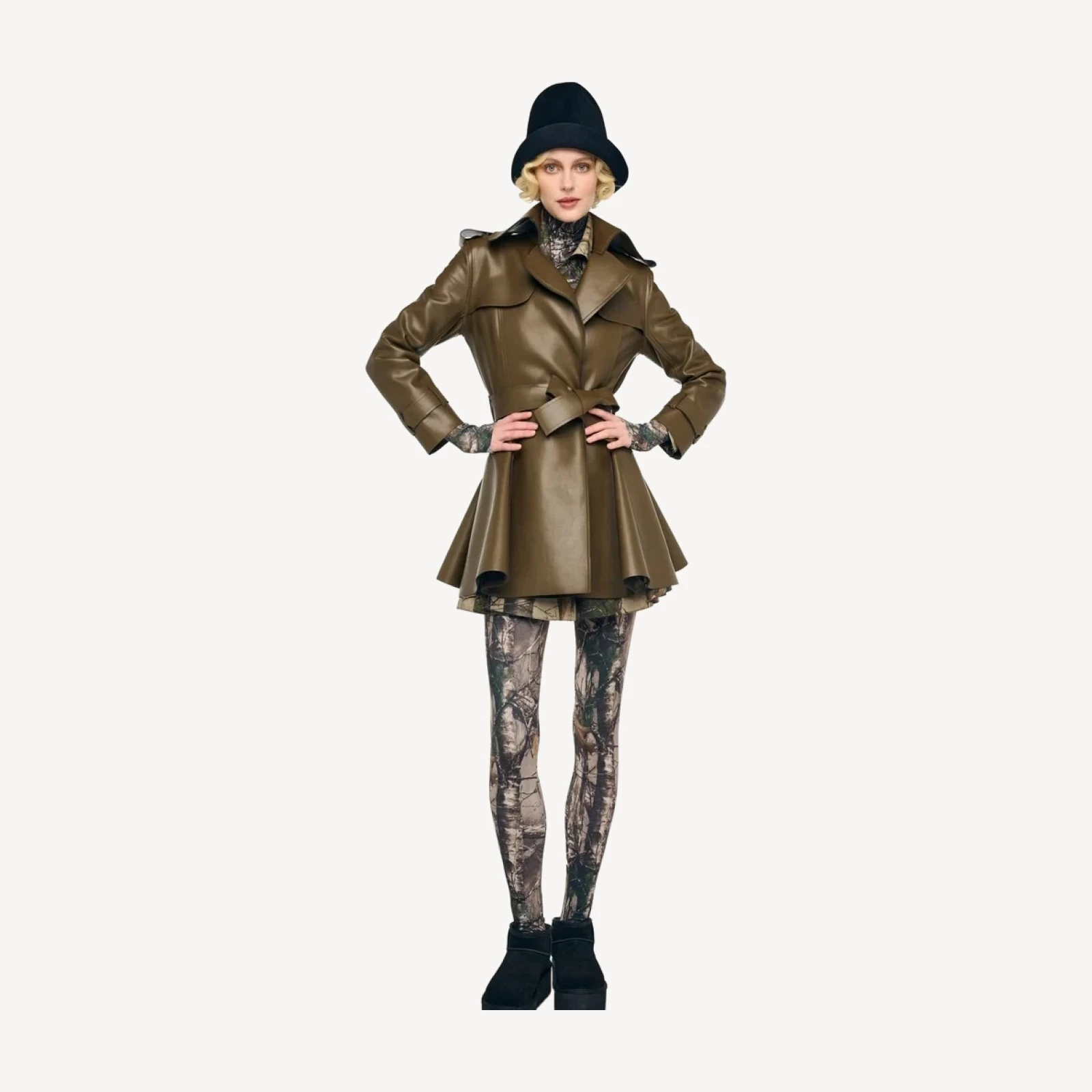 DOUBLE BREASTED TRENCH FLARED MINI DRESS