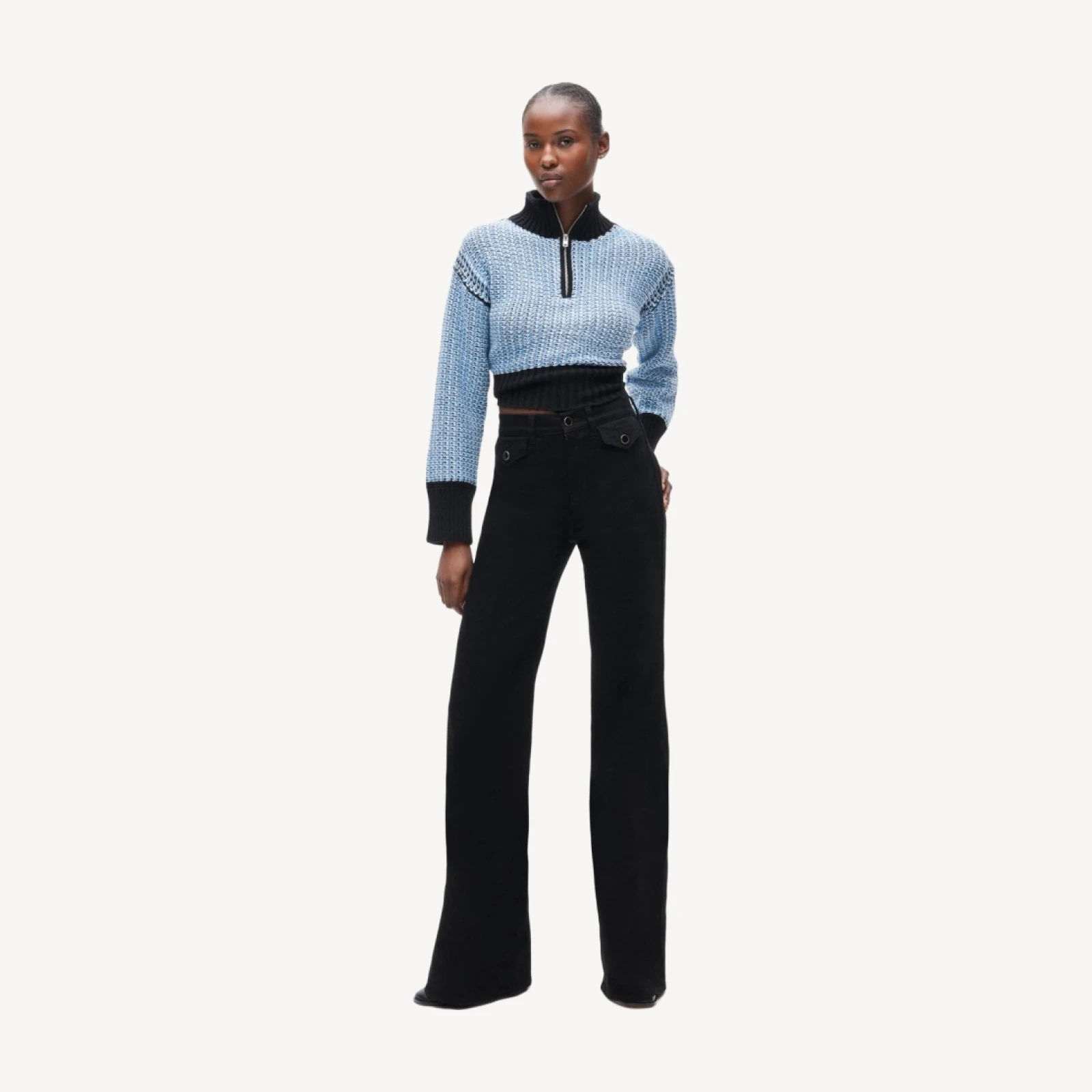 Denim trouser jean with flap pockets