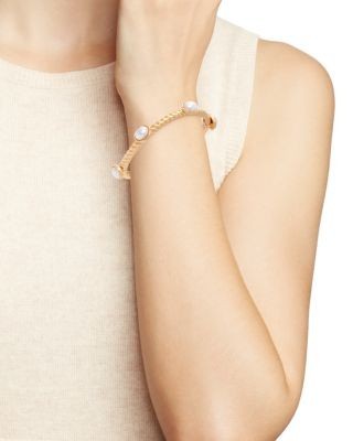 Aqua Imitation Pearl Twist Texture Bangle Bracelet - Exclusive