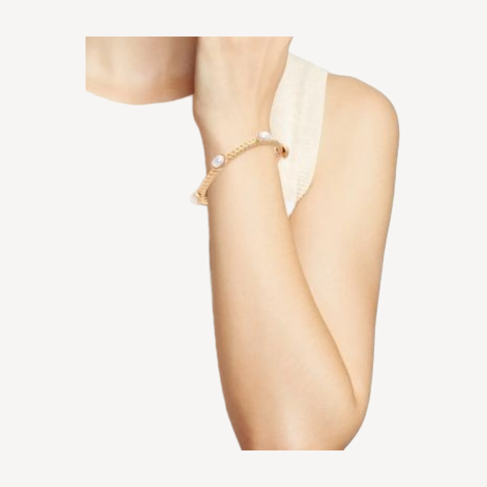 Aqua Imitation Pearl Twist Texture Bangle Bracelet - Exclusive