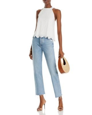 Aqua Sleeveless Eyelet Top - Exclusive