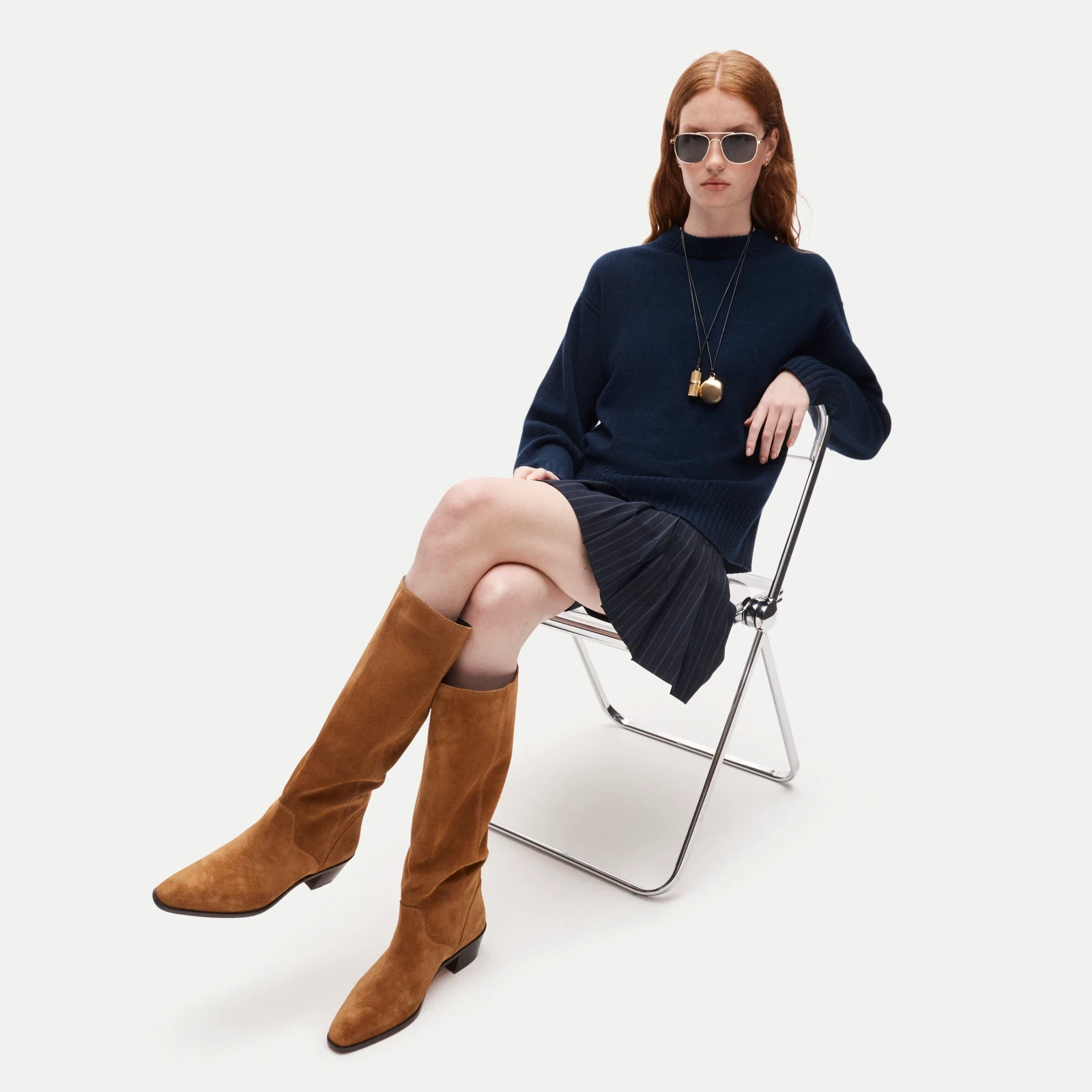 Western knee-high boots in suede