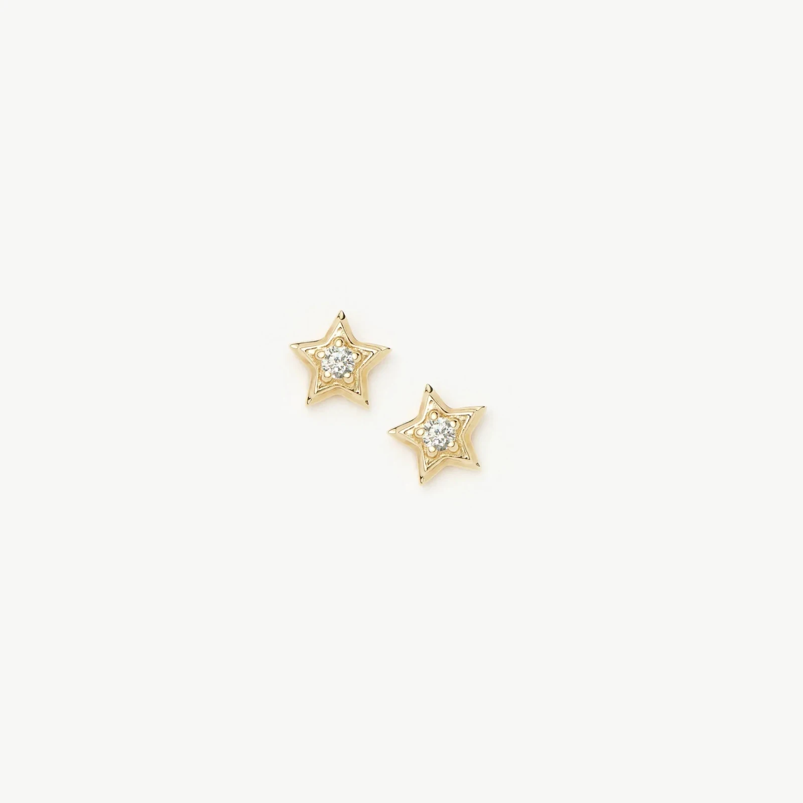 Solid Gold Diamond Star Stud Earrings | 9ct Solid Yellow Gold