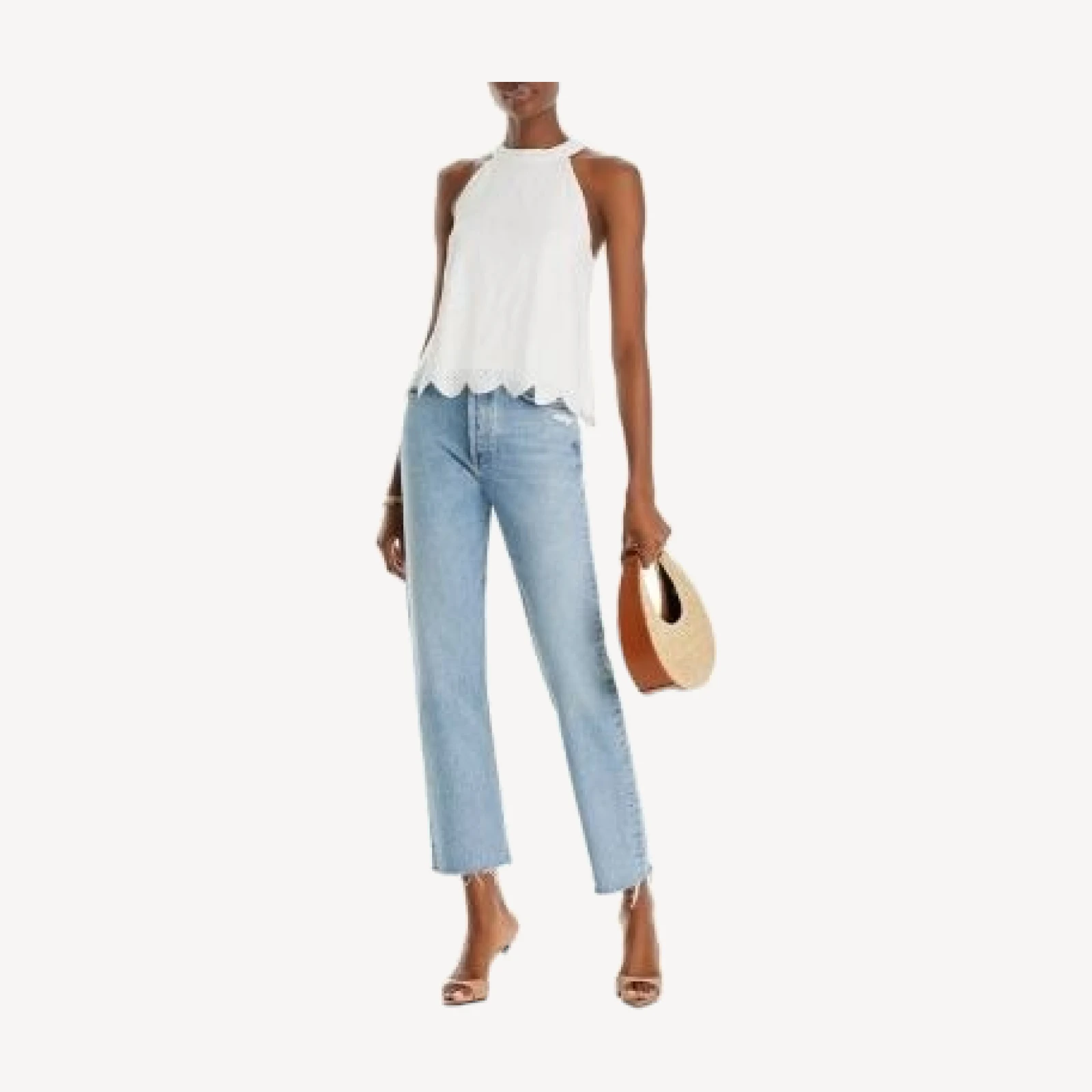 Aqua Sleeveless Eyelet Top - Exclusive
