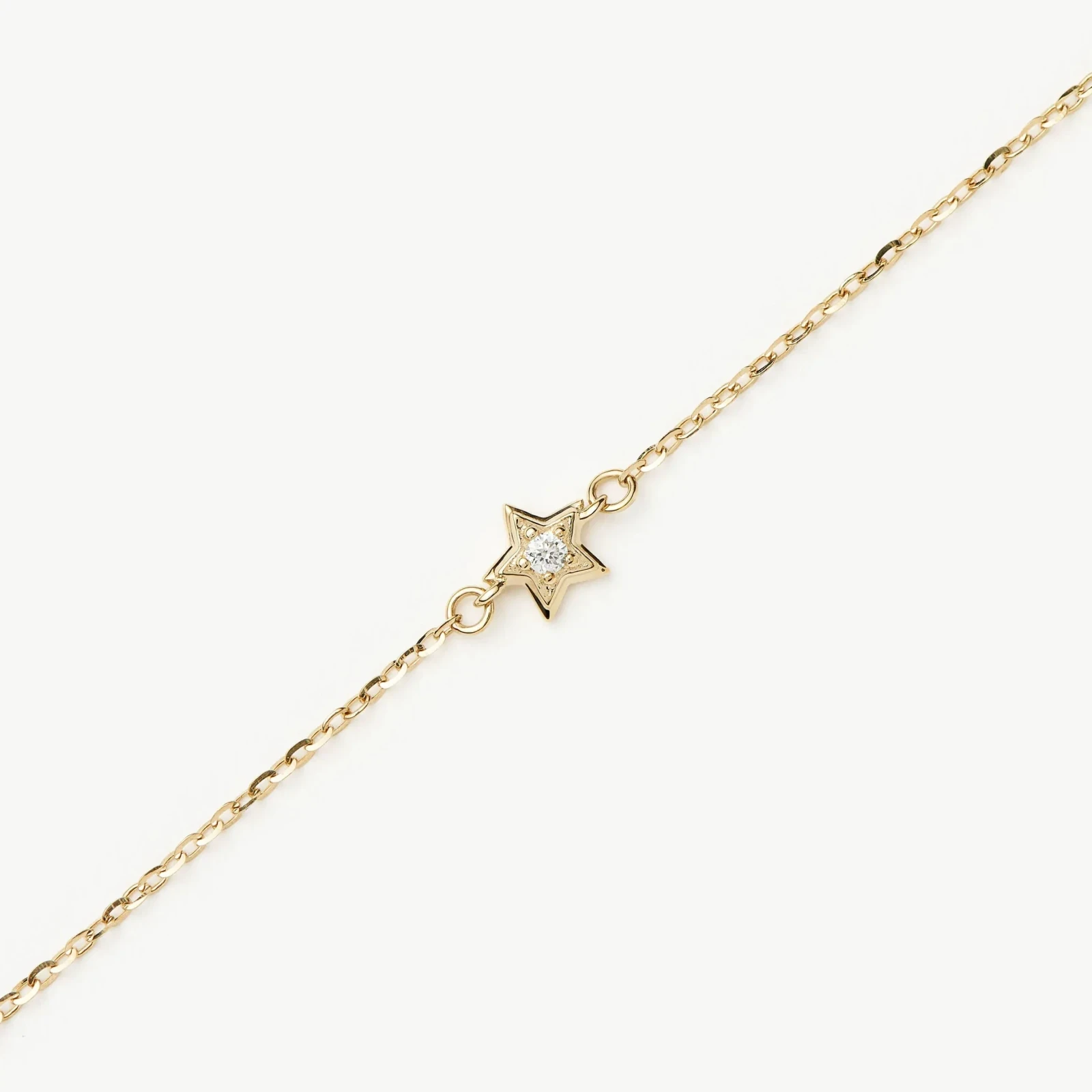 Solid Gold Diamond Star Chain Bracelet | 14ct Yellow Gold