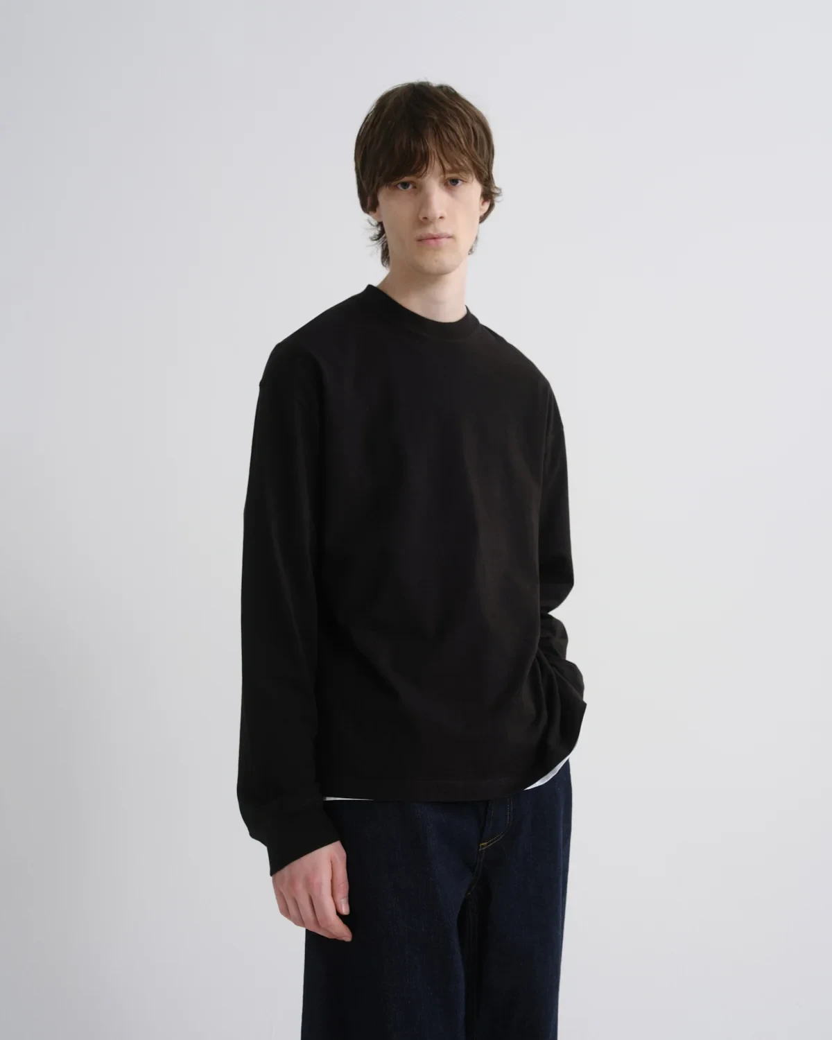 Asha Long Sleeve Mock Neck Tee in Black