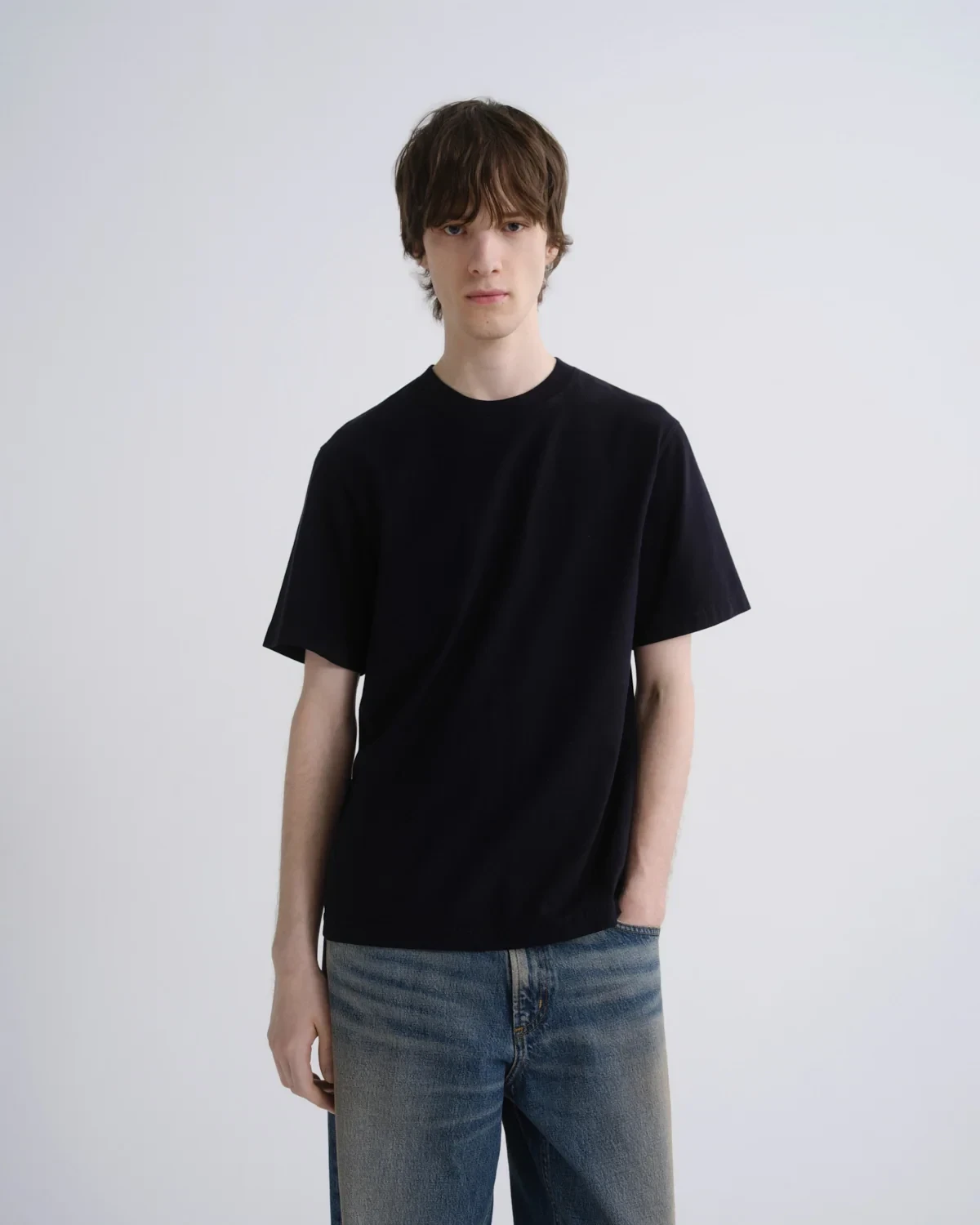 Asha Mock Neck Tee in Blackened Navy