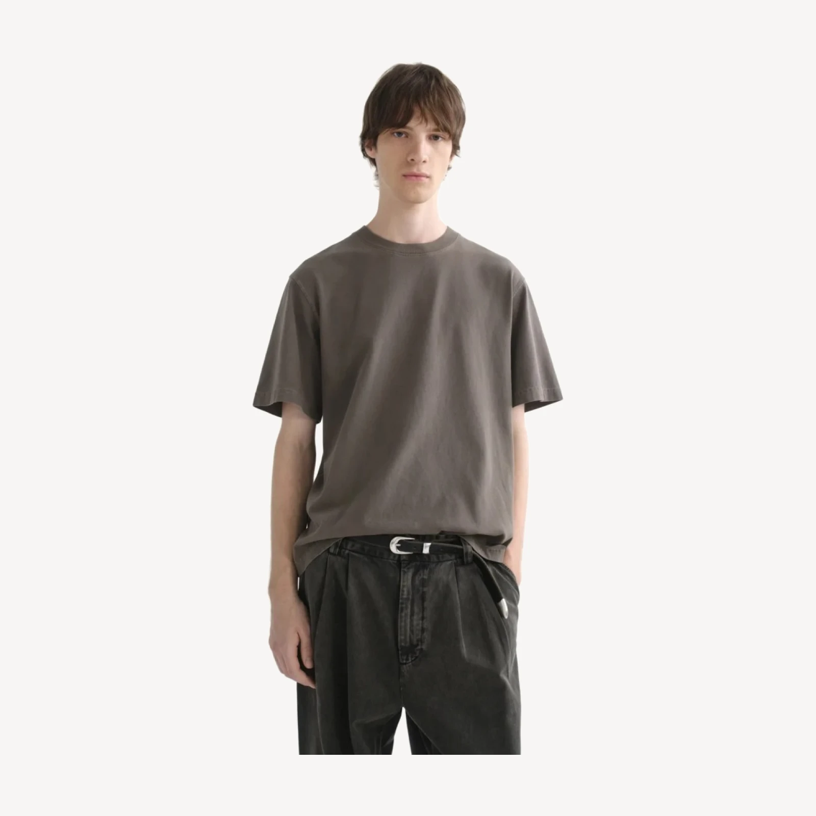 Asha Mock Neck Tee in Millstone