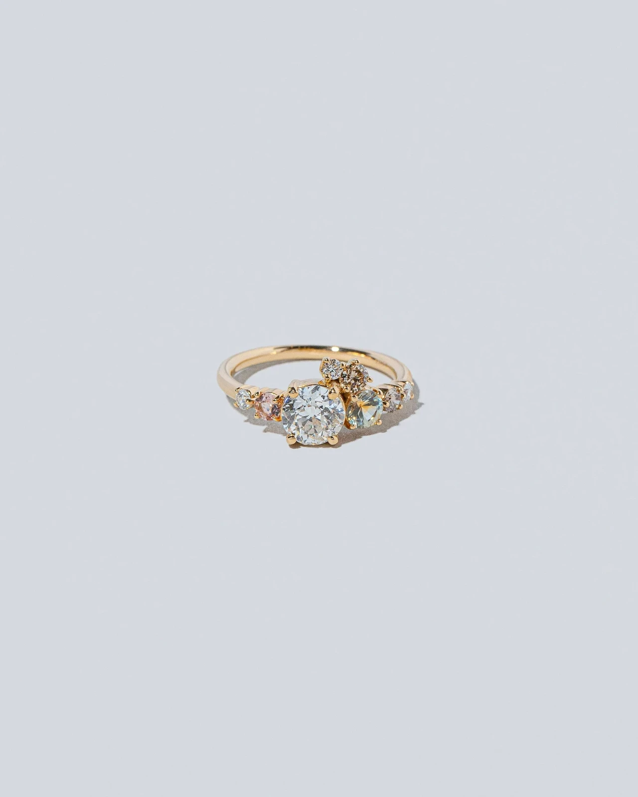 Luna Ring - White Diamond & Peach Topaz