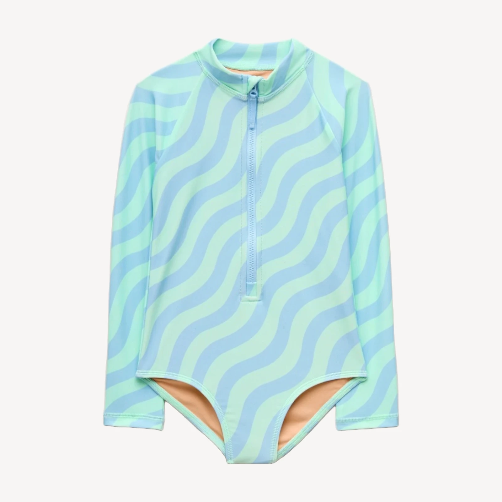 Girls' zip-up rash guard one-piece