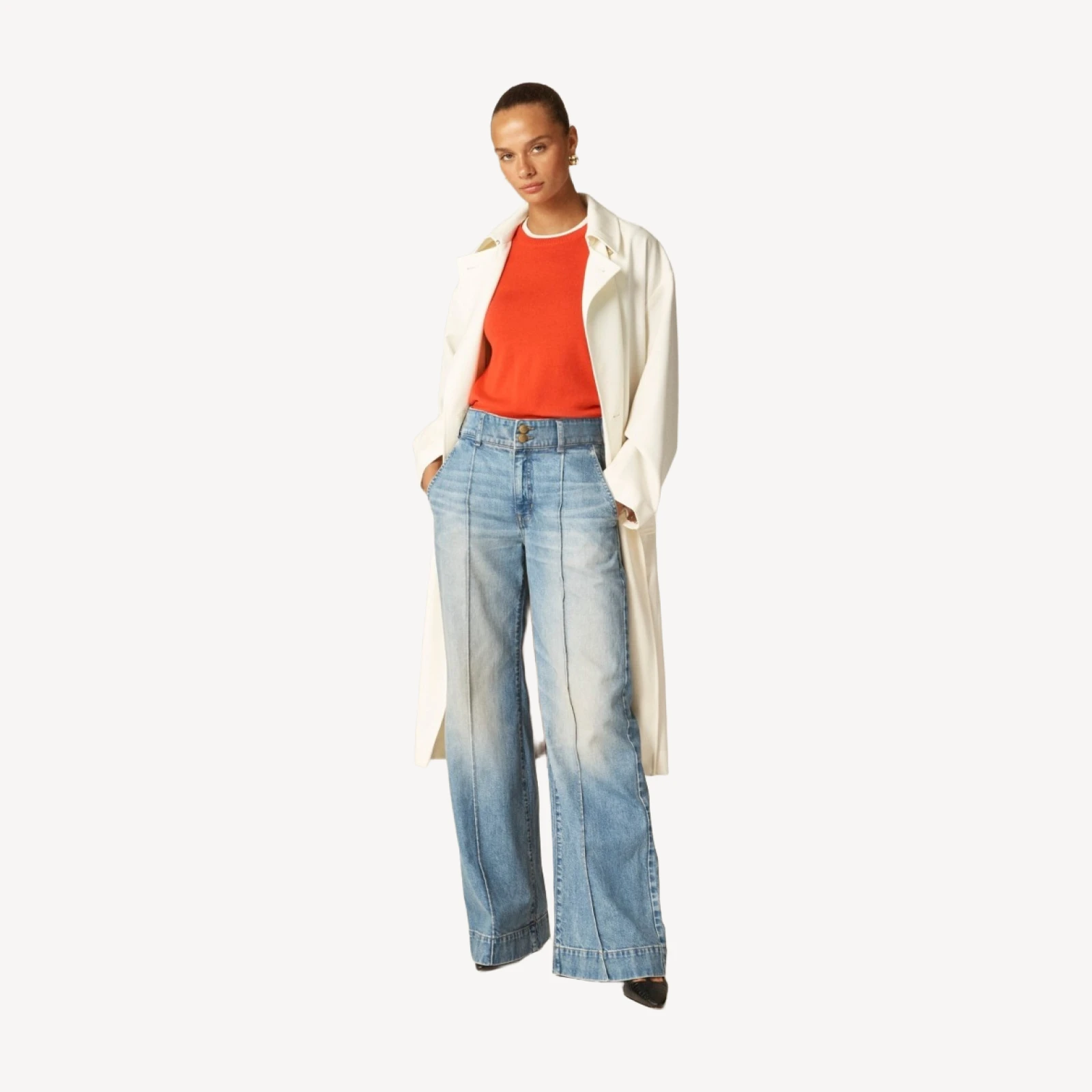 Denim trouser jean with stacked buttons
