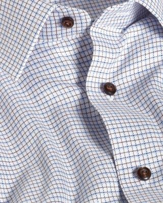 David Donahue Trim Fit Dobby Cotton Check Dress Shirt
