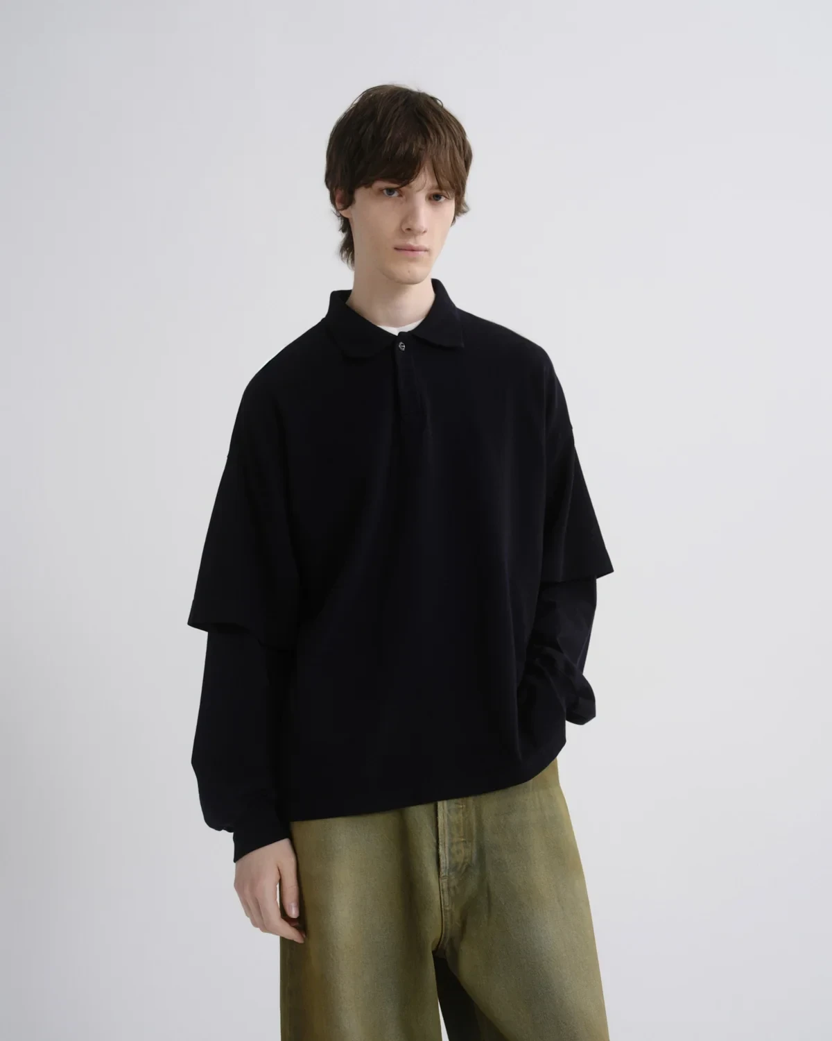 Curren Double Sleeve Polo in Blackened Navy
