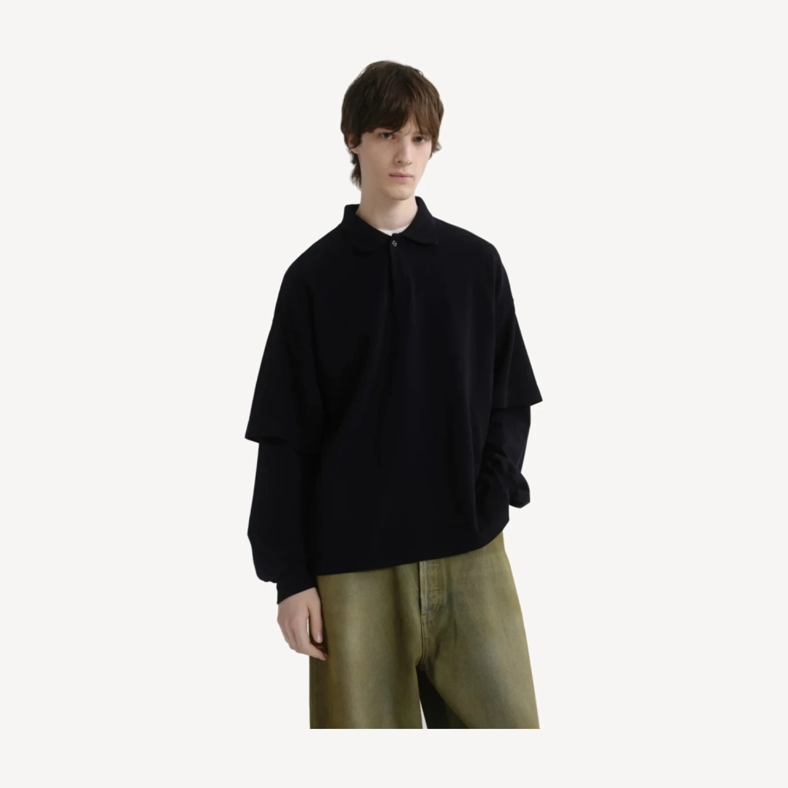 Curren Double Sleeve Polo in Blackened Navy