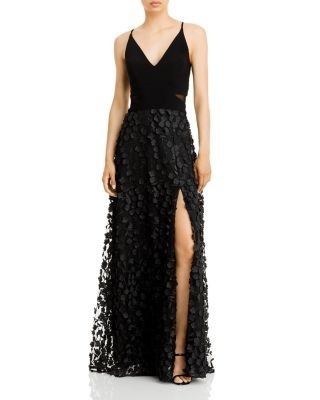 Aqua Floral Applique Gown - Exclusive
