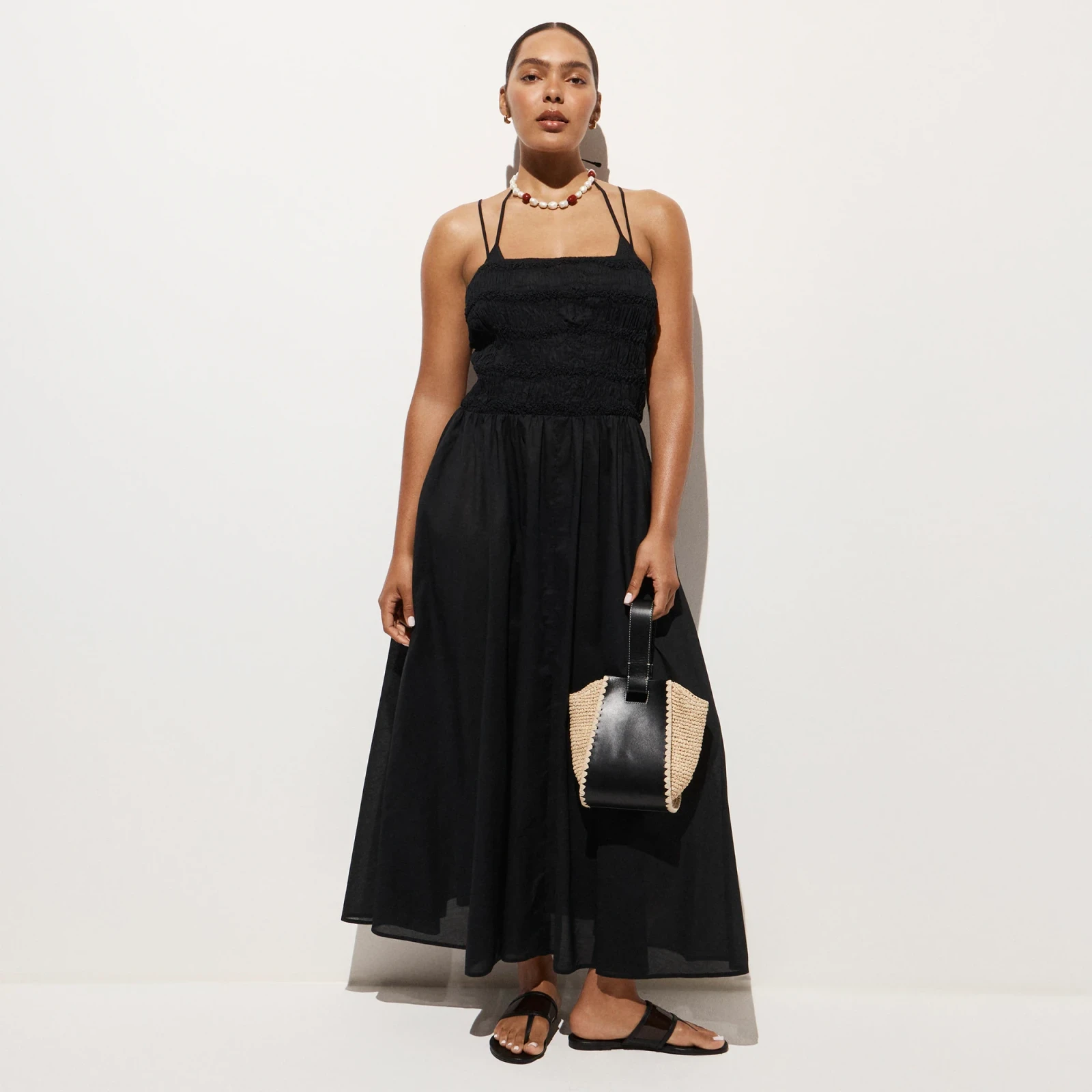 Wave maxi dress in cotton voile
