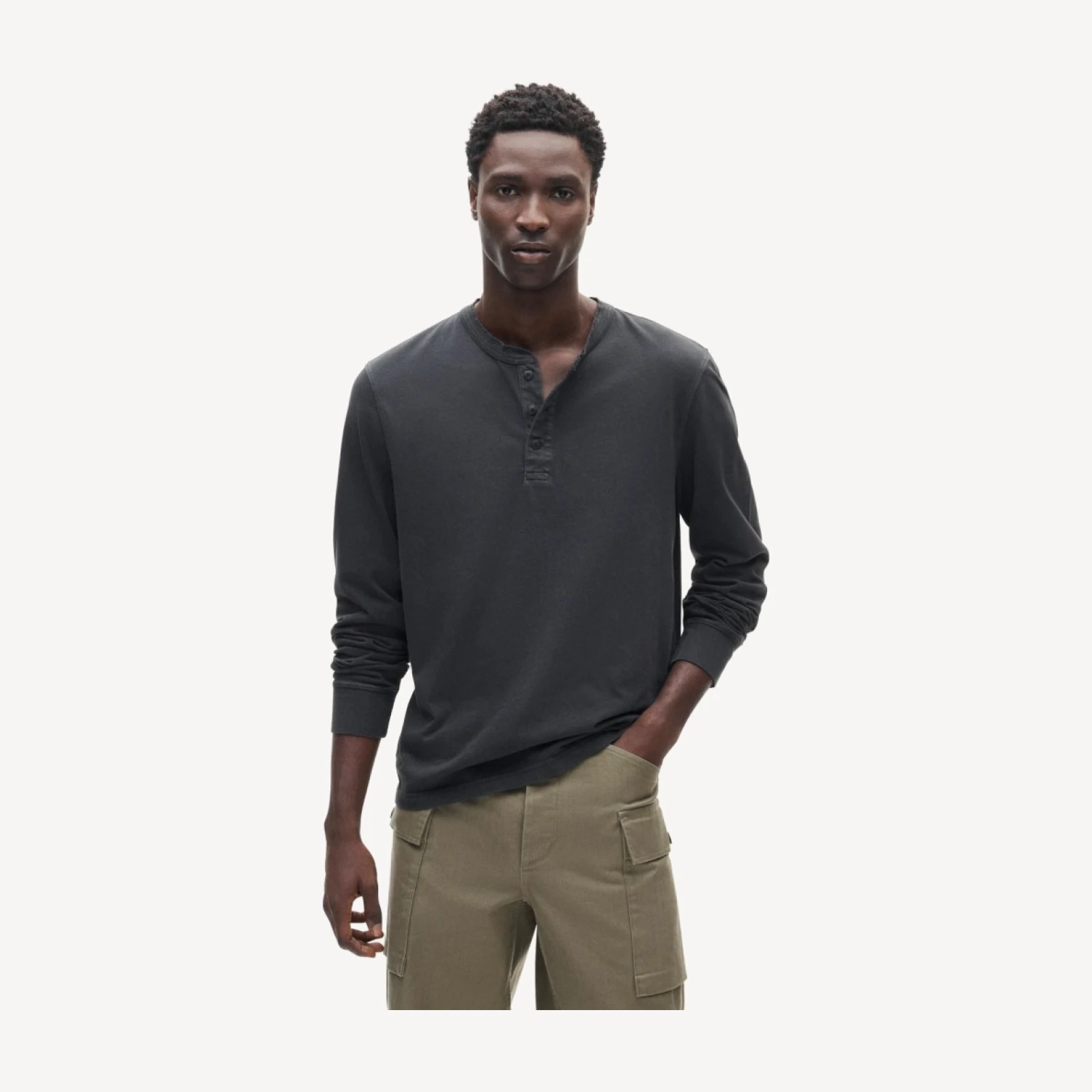 Vintage-wash cotton henley