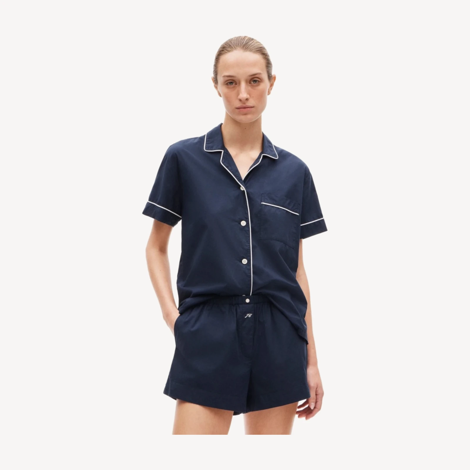 Pajama short set in end-on-end cotton