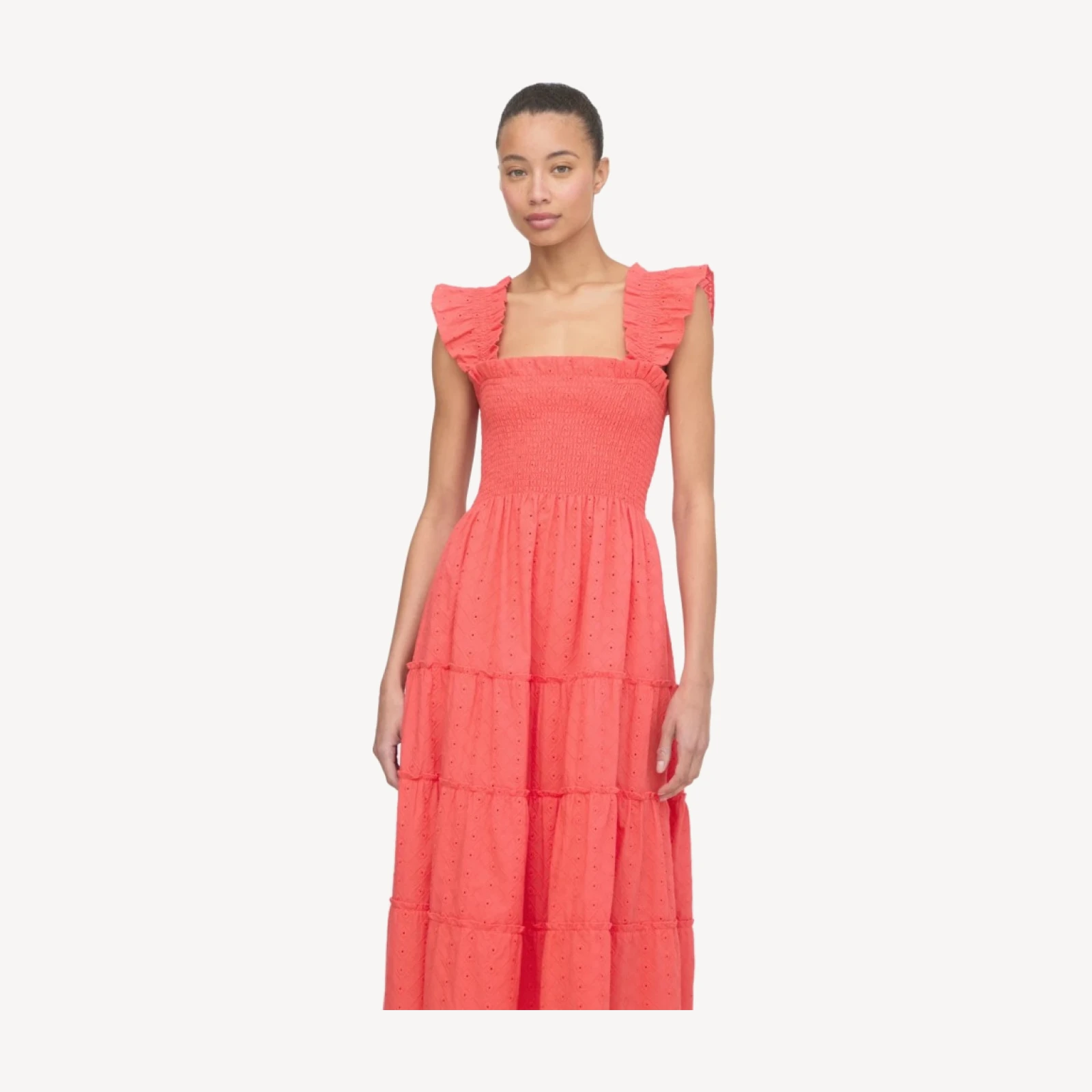 The Ellie Nap Dress - Coral Daisy Broderie
