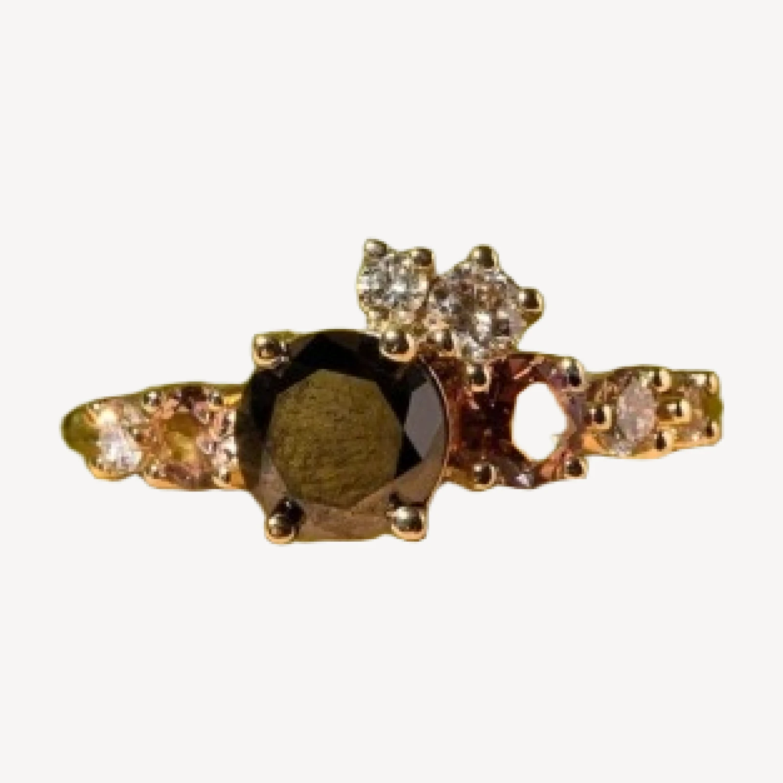 Luna Ring - Black & Champagne Diamond