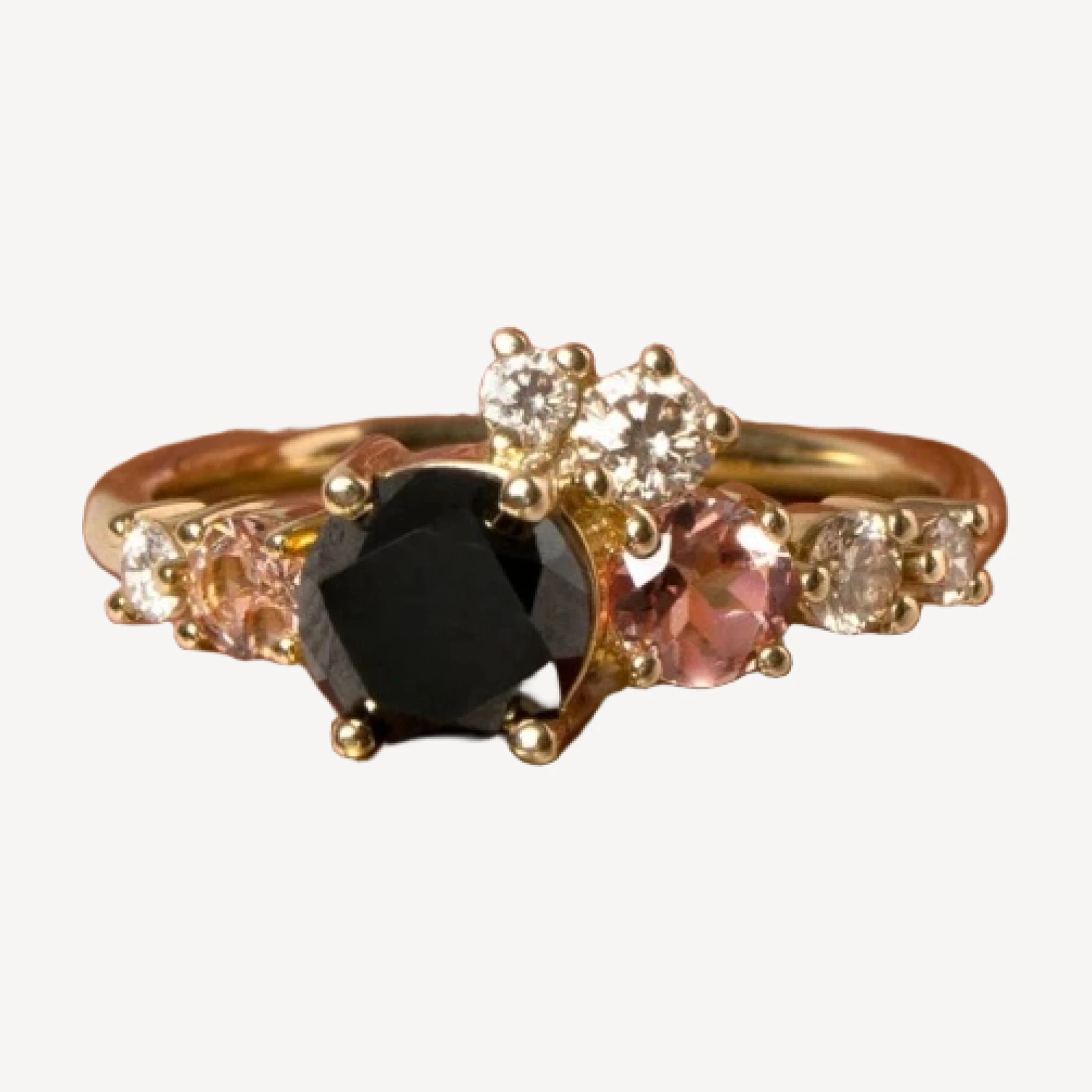 Luna Ring - Black & Champagne Diamond