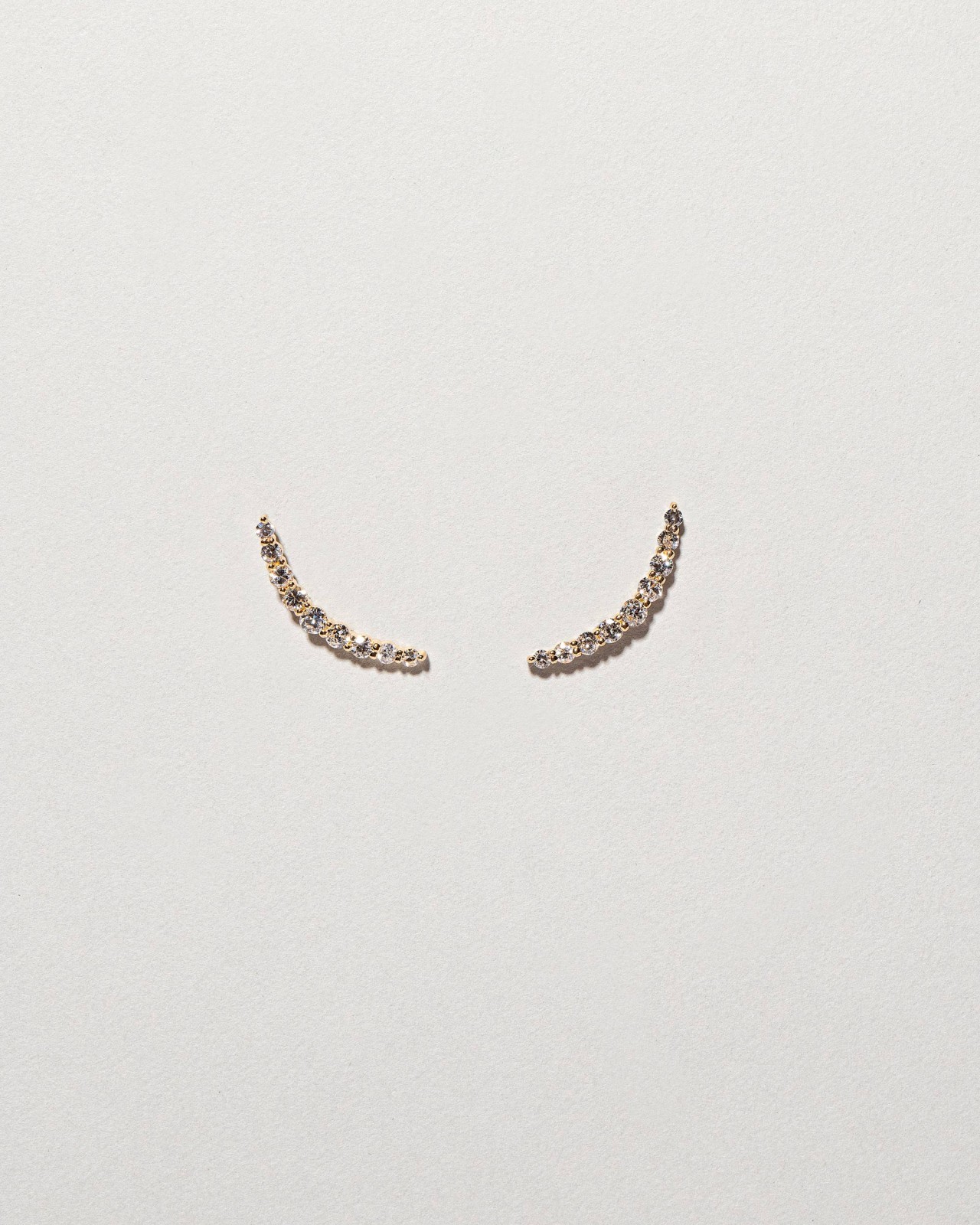 Crescent Ear Climber Stud Earrings - White Diamond