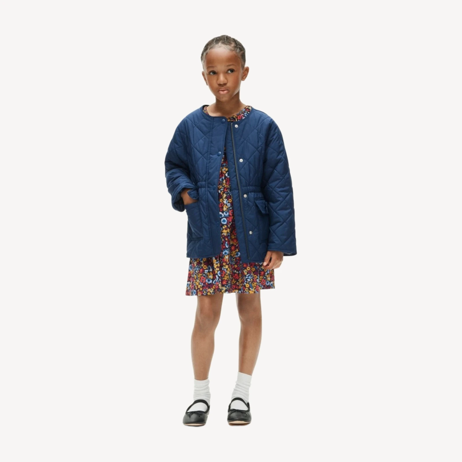 Girls' quilted cinched-waist jacket with PrimaLoft®