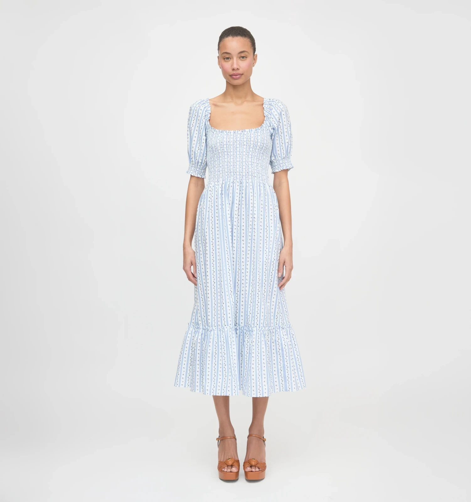 The Louisa Nap Dress - Blue Petal Stripe