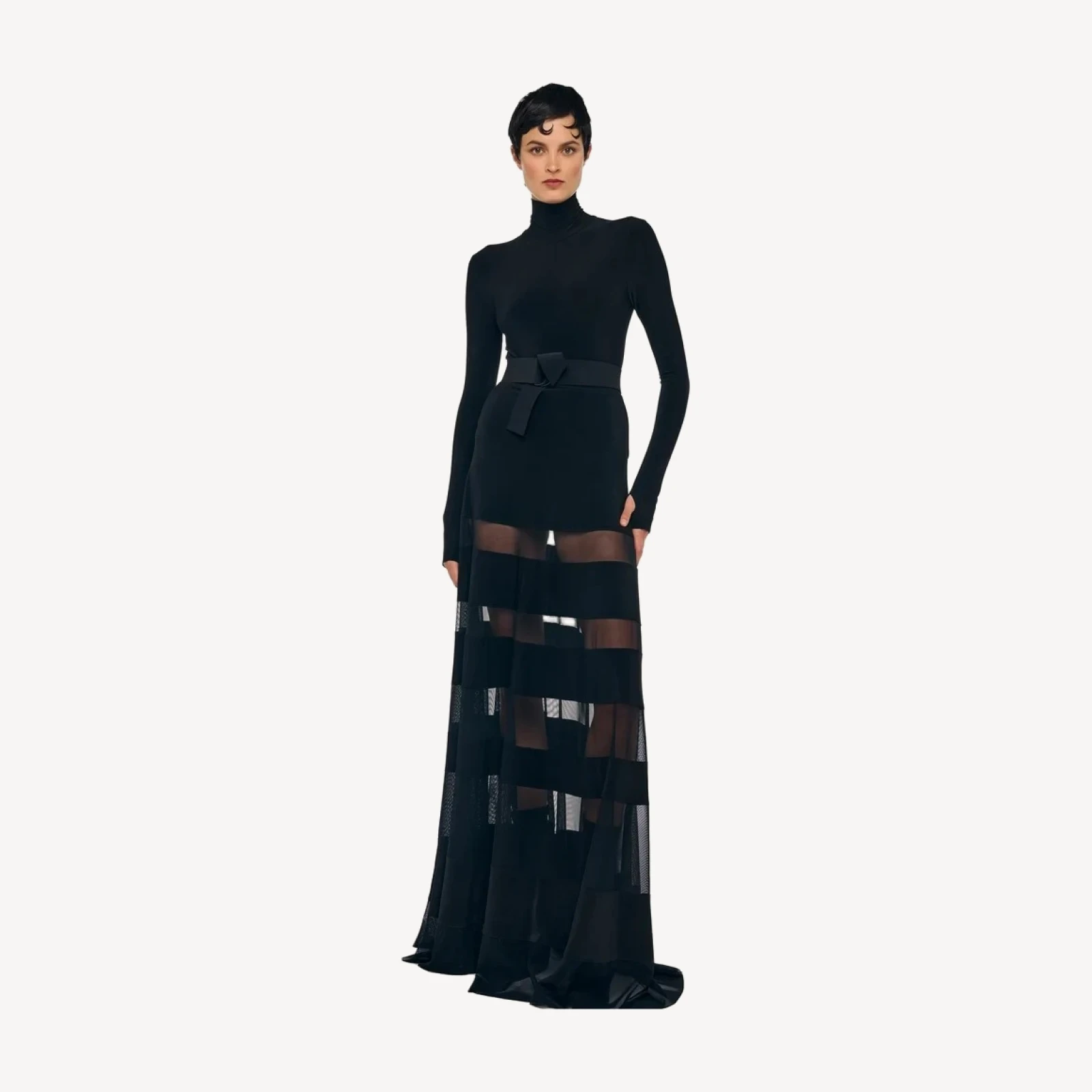 SPLICED FLARED SKIRT TO FLOOR