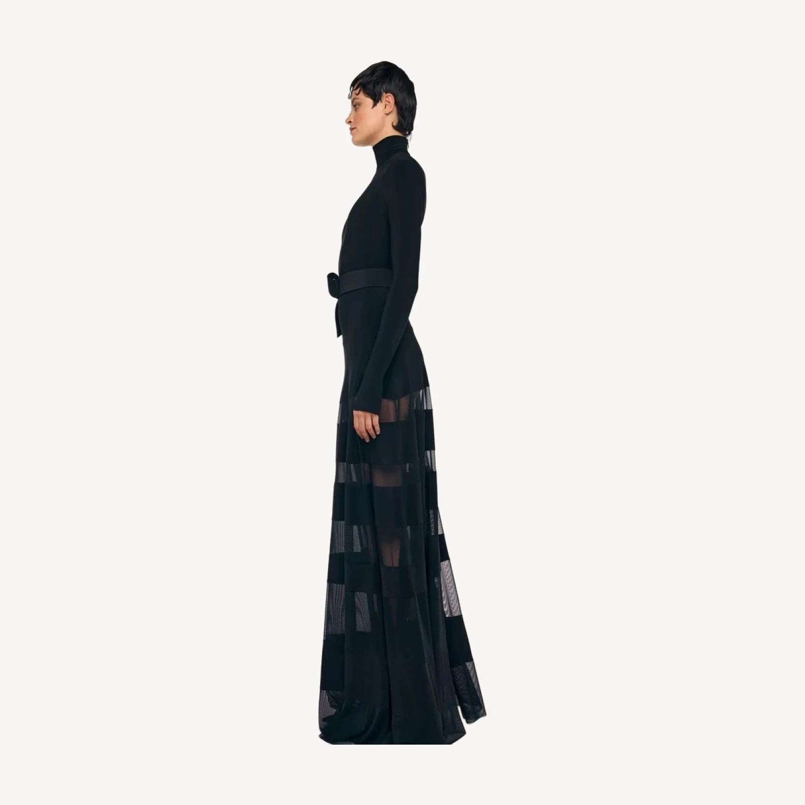 SPLICED FLARED SKIRT TO FLOOR