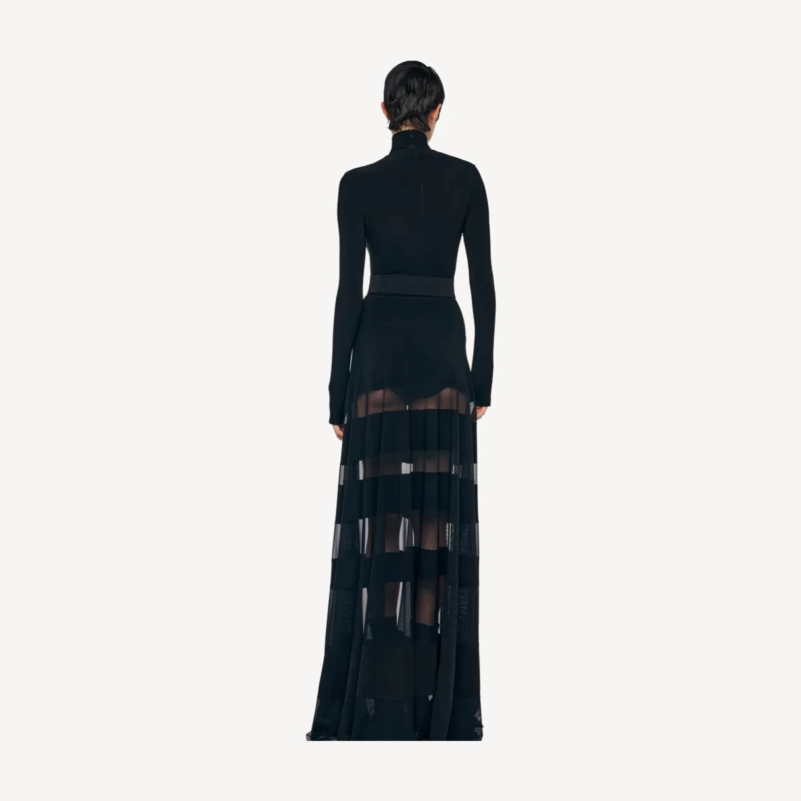 SPLICED FLARED SKIRT TO FLOOR