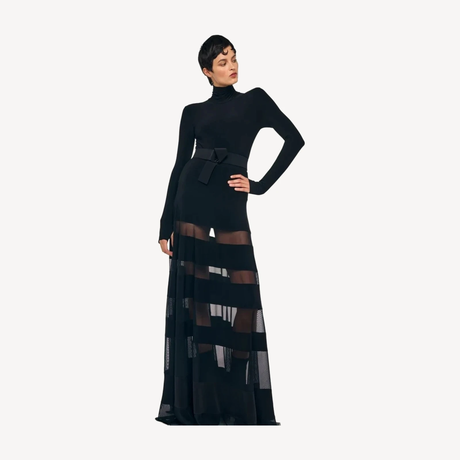 SPLICED FLARED SKIRT TO FLOOR