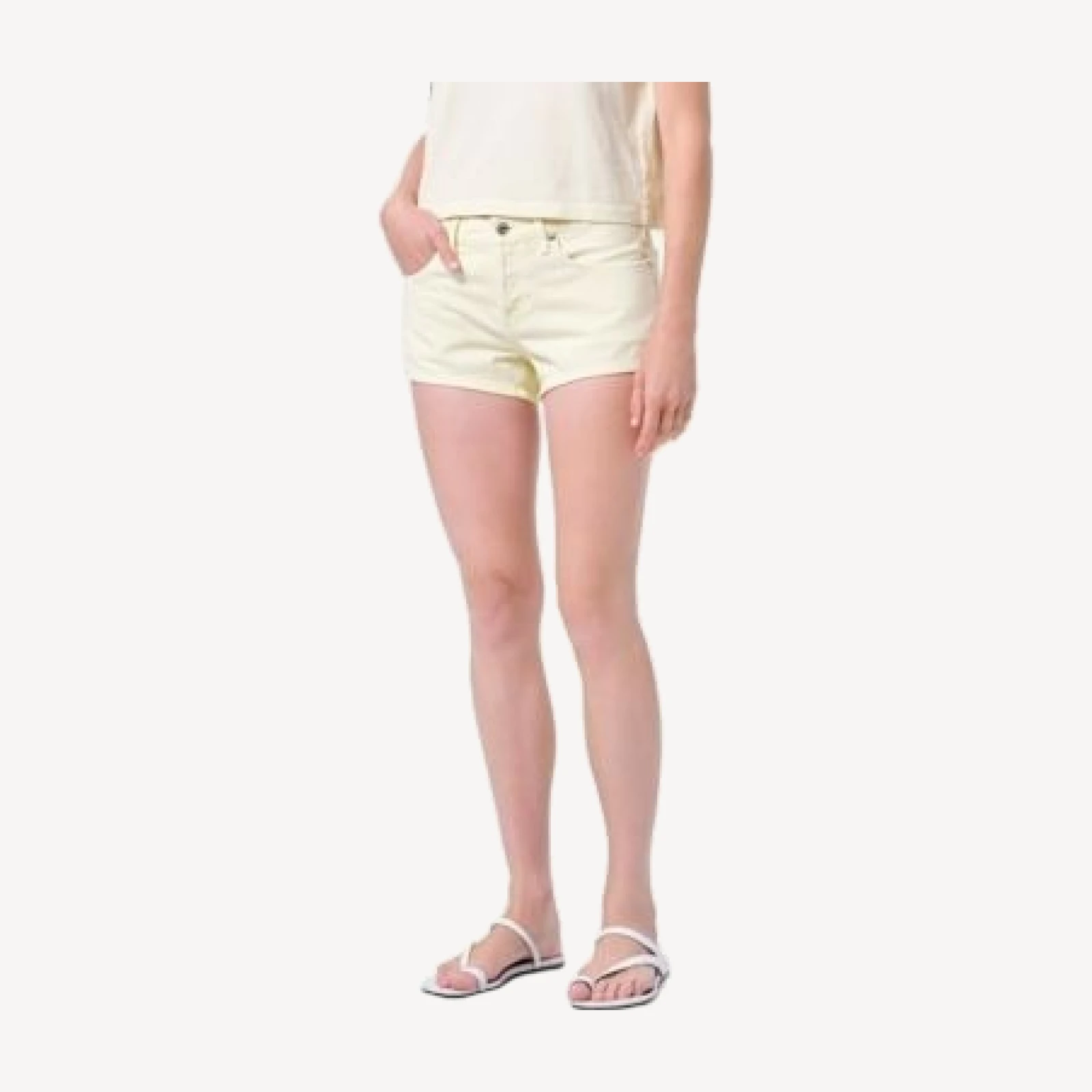 Agolde Parker Low Rise Denim Shorts in Lemon Zest