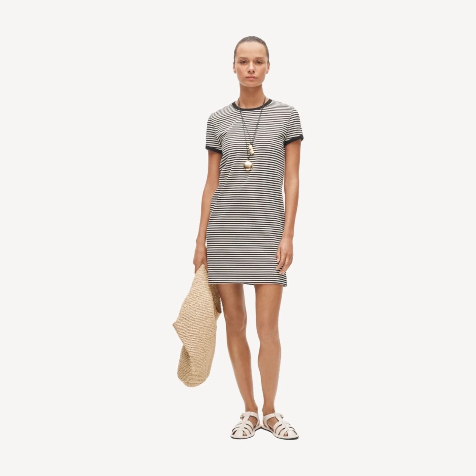 Vintage jersey ringer T-shirt dress in stripe