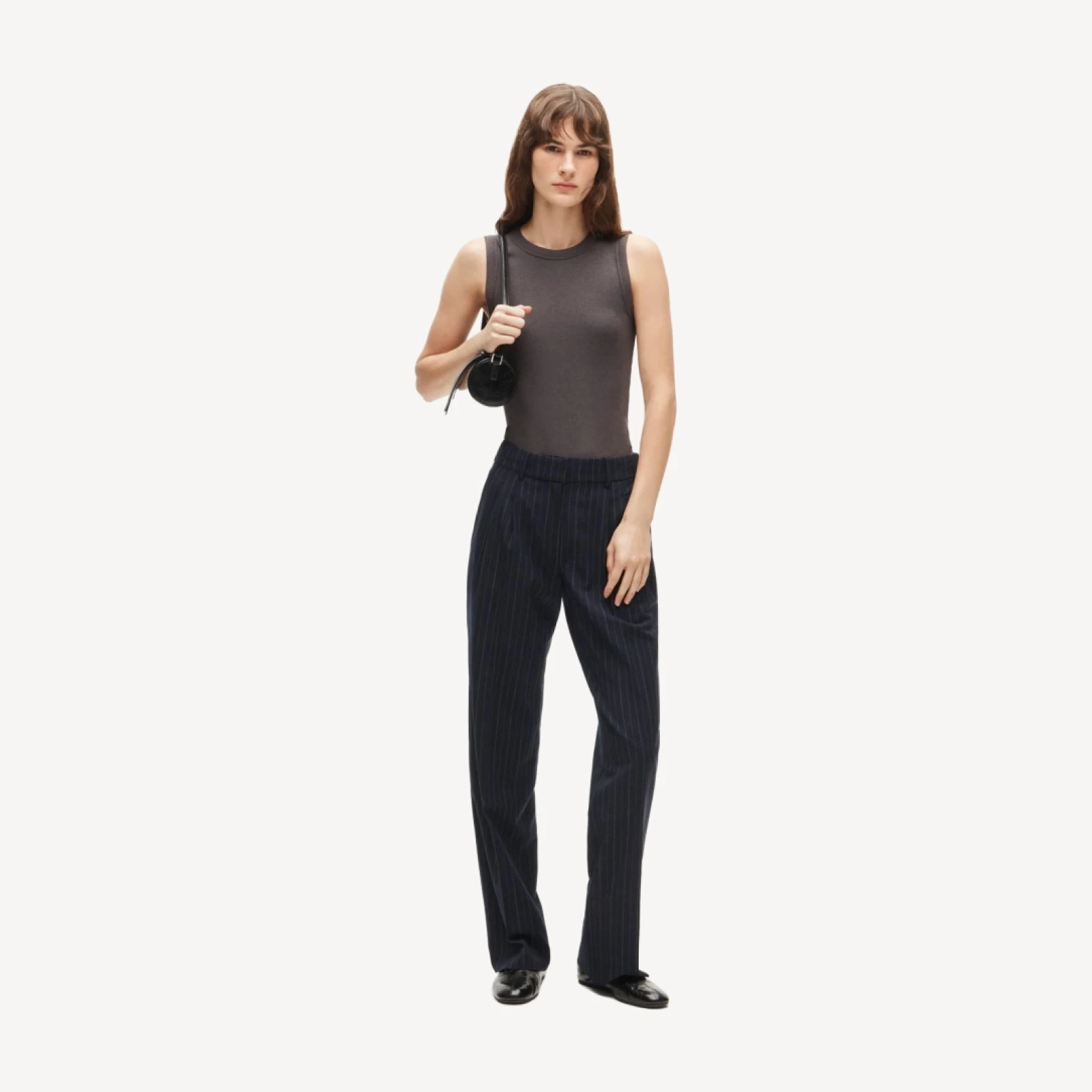 Essential trouser in striped lightspun wool blend