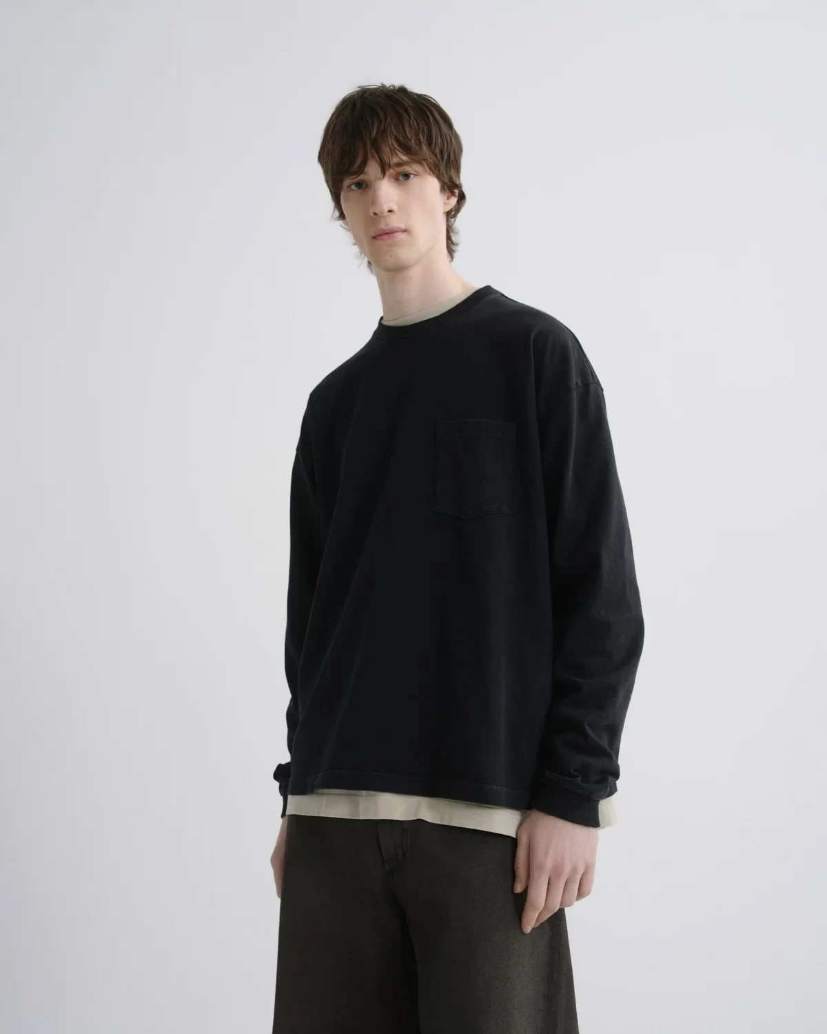 Lucan Long Sleeve Tee in Washed Black