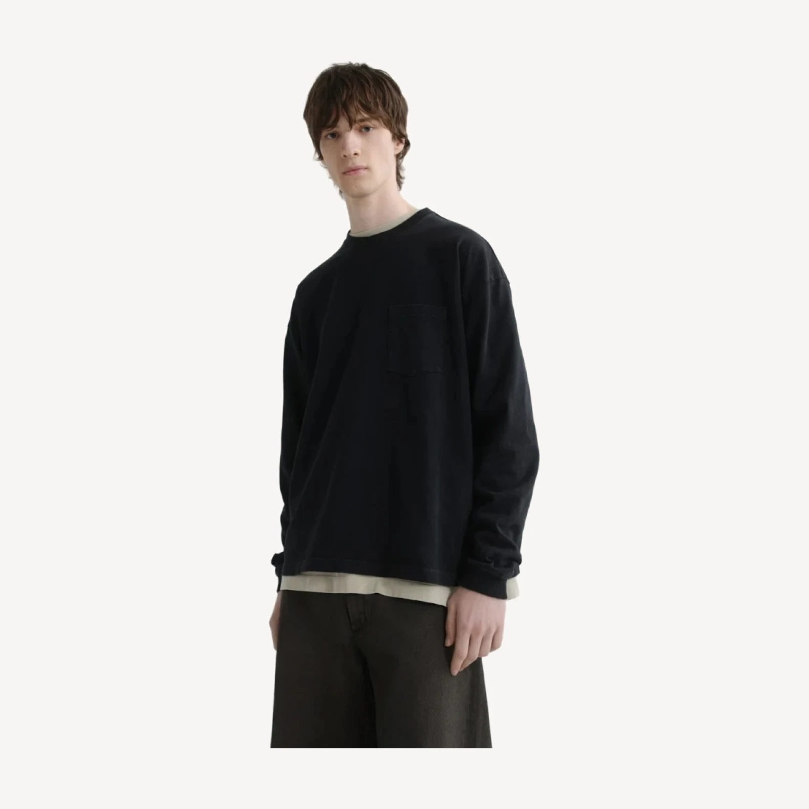 Lucan Long Sleeve Tee in Washed Black