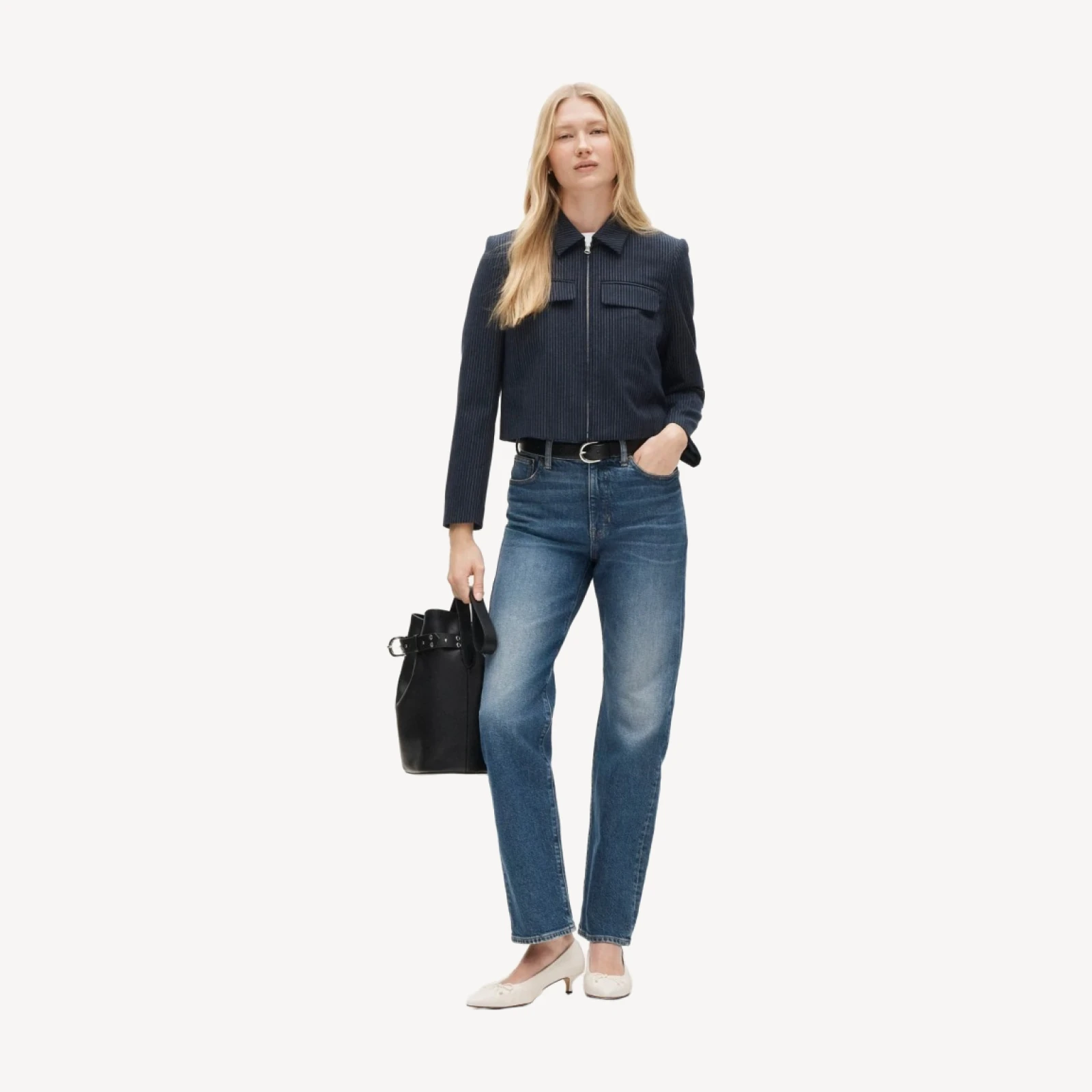 Nipped straight jean