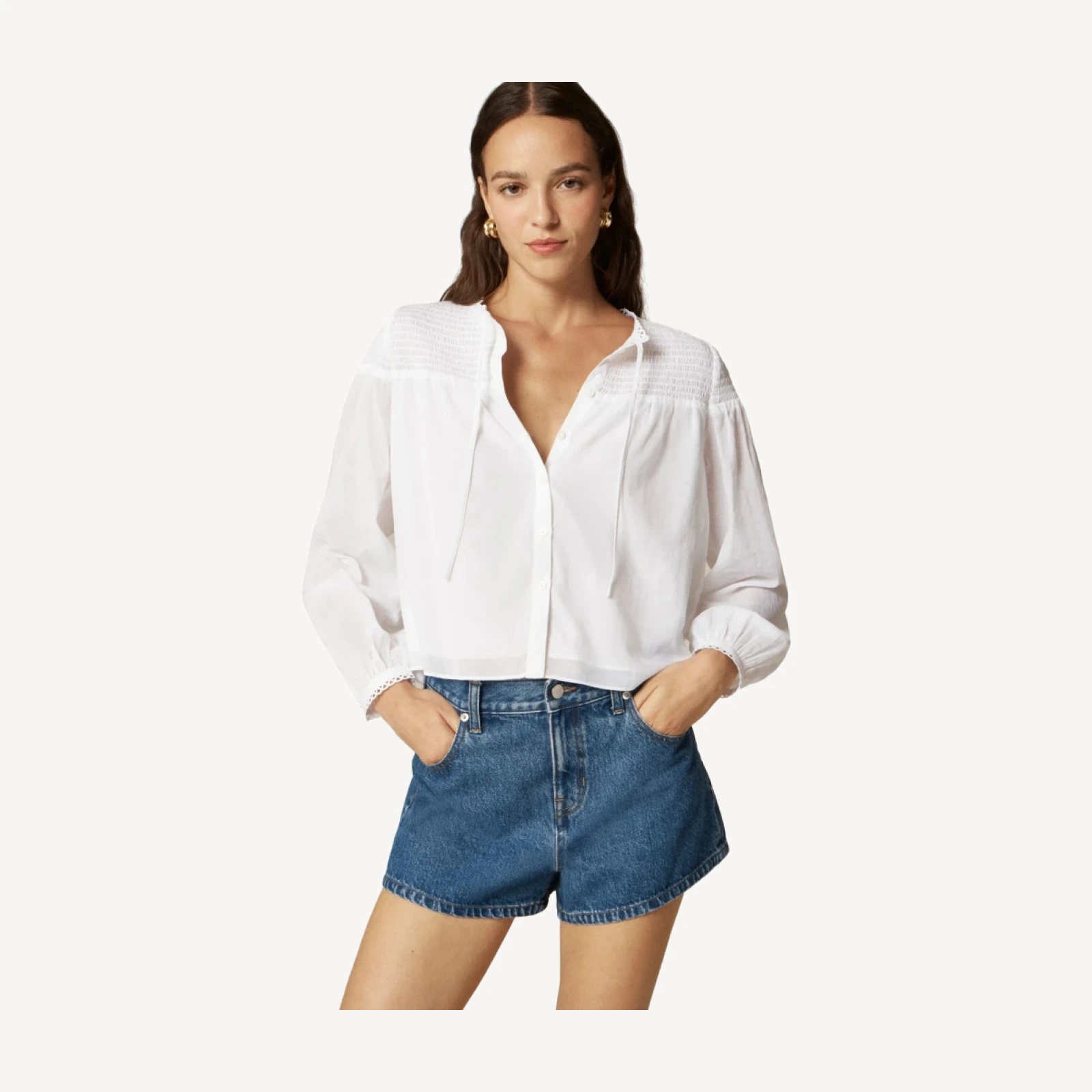 Popover top in cotton voile