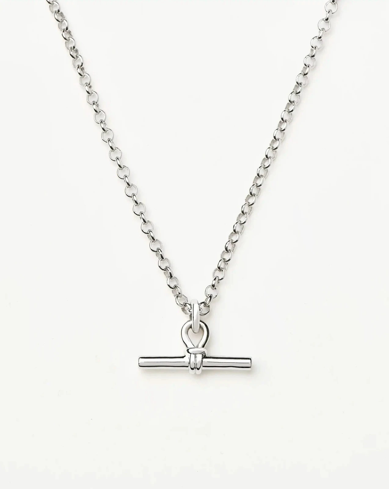 Chunky T-Bar Chain Necklace | Silver Plated