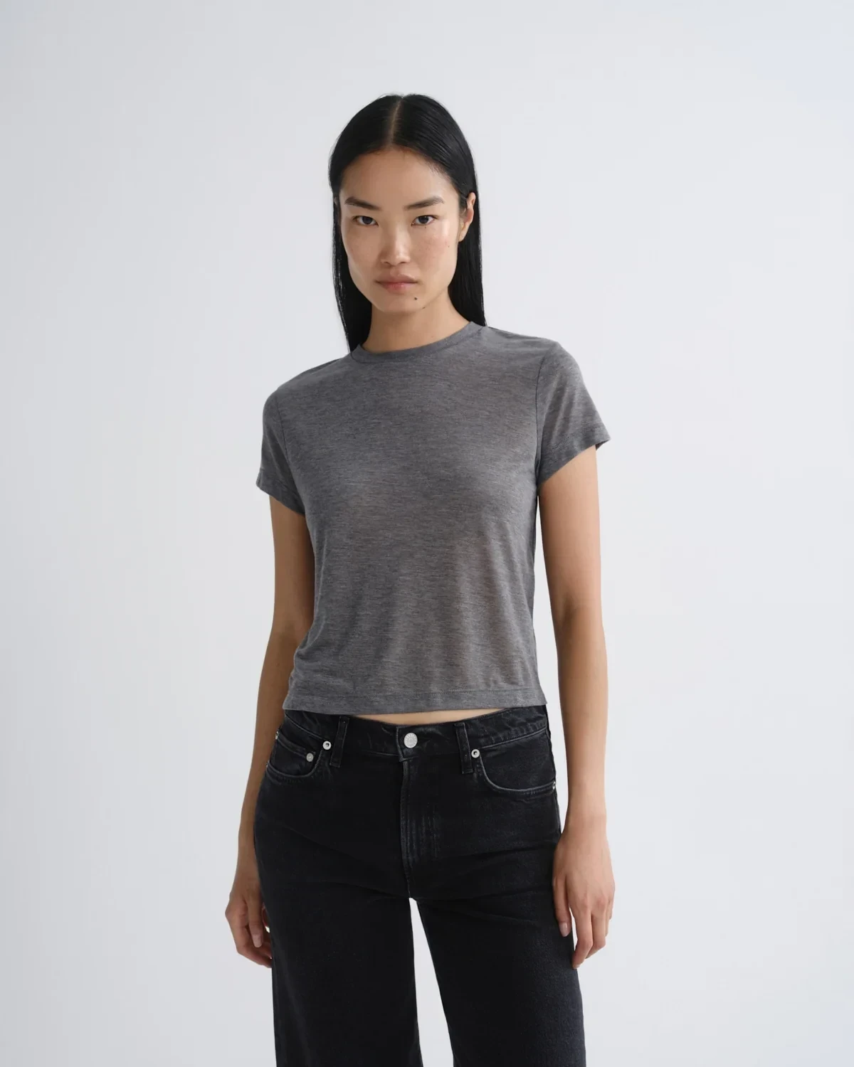 Adine Shrunken Tee (Tencel Jersey) in Grey Heather