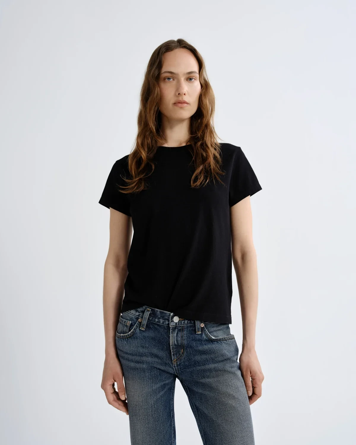 Long Line Adine Tee (Tencel Jersey) in Black