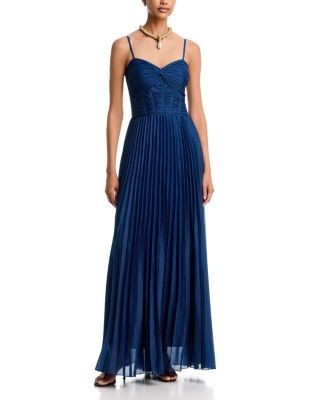 Aqua Orzna Pleated Gown - Exclusive