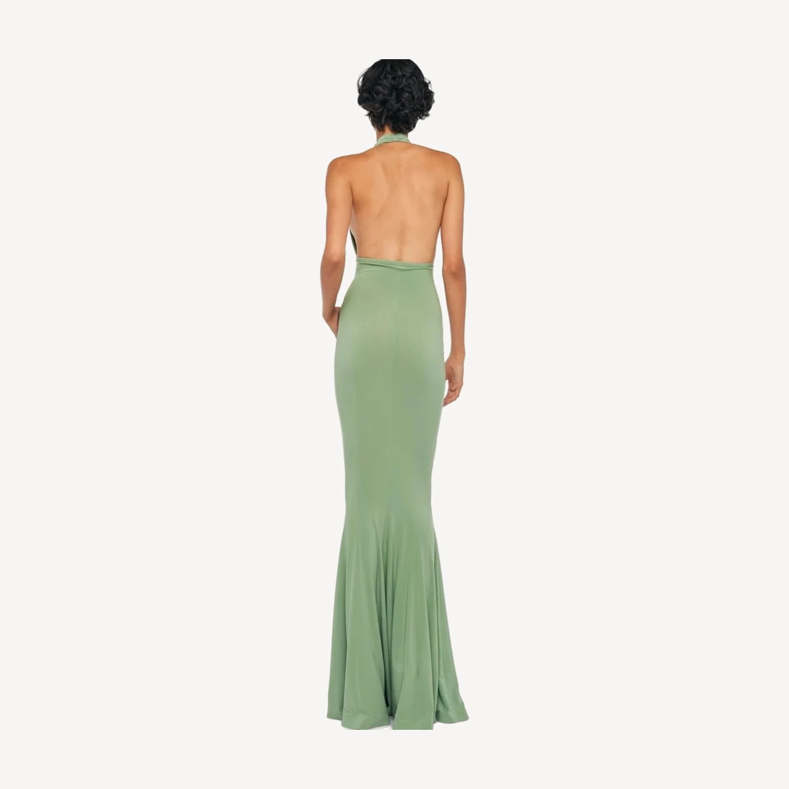 CROSS HALTER FISHTAIL GOWN